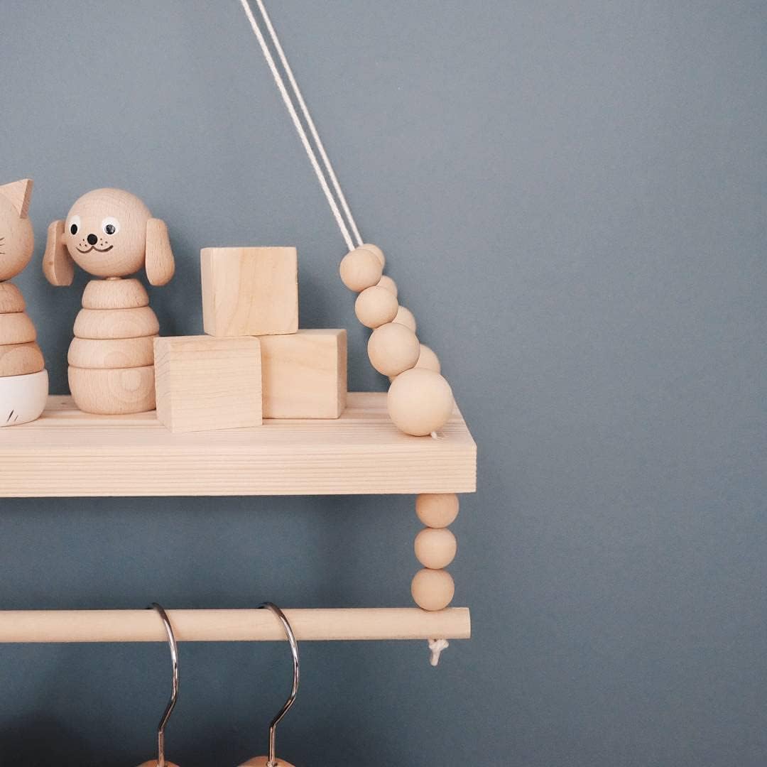 Estantes de pared de macramé, estantes de pared para decoración, estante bohemio para colgar en la pared, estantes colgantes para pared con cuentas