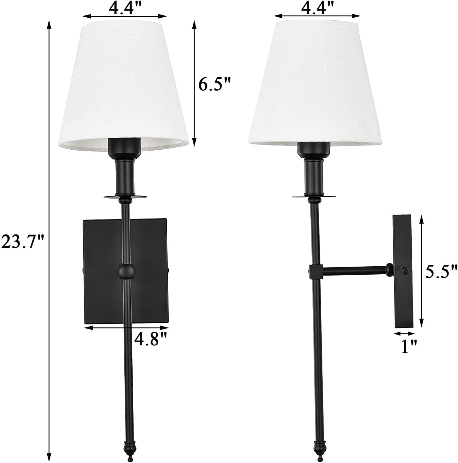 Juego de 2 apliques de pared alimentados por pilas, no requiere cableado, para mesita de noche, pared de TV, salón, granja. Con bombilla regulable