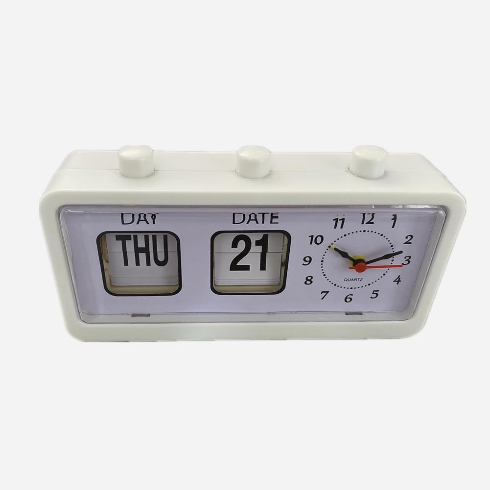 TAMOSH Reloj despertador mecánico novedoso reloj digital de escritorio con calendario, decoración del hogar, decoración retro, negro