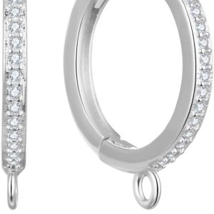 Adabele SS90-2 – 4 ganchos redondos para aretes de plata de ley con circonita cúbica de 0.630 in (0.63 pulgadas) con diamantes sintéticos, Adabele SS90-2 – 4 ganchos redondos para aretes de plata de ley con circonita cúbica de 0.630 in (0.63 pulgadas) con diamantes sintéticos,