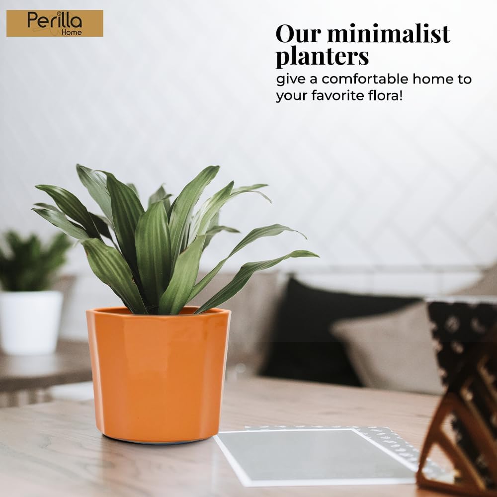 Perilla Home Maceta individual de cerámica hecha a mano para interiores y exteriores con orificio de drenaje para decoración del hogar y la oficina,