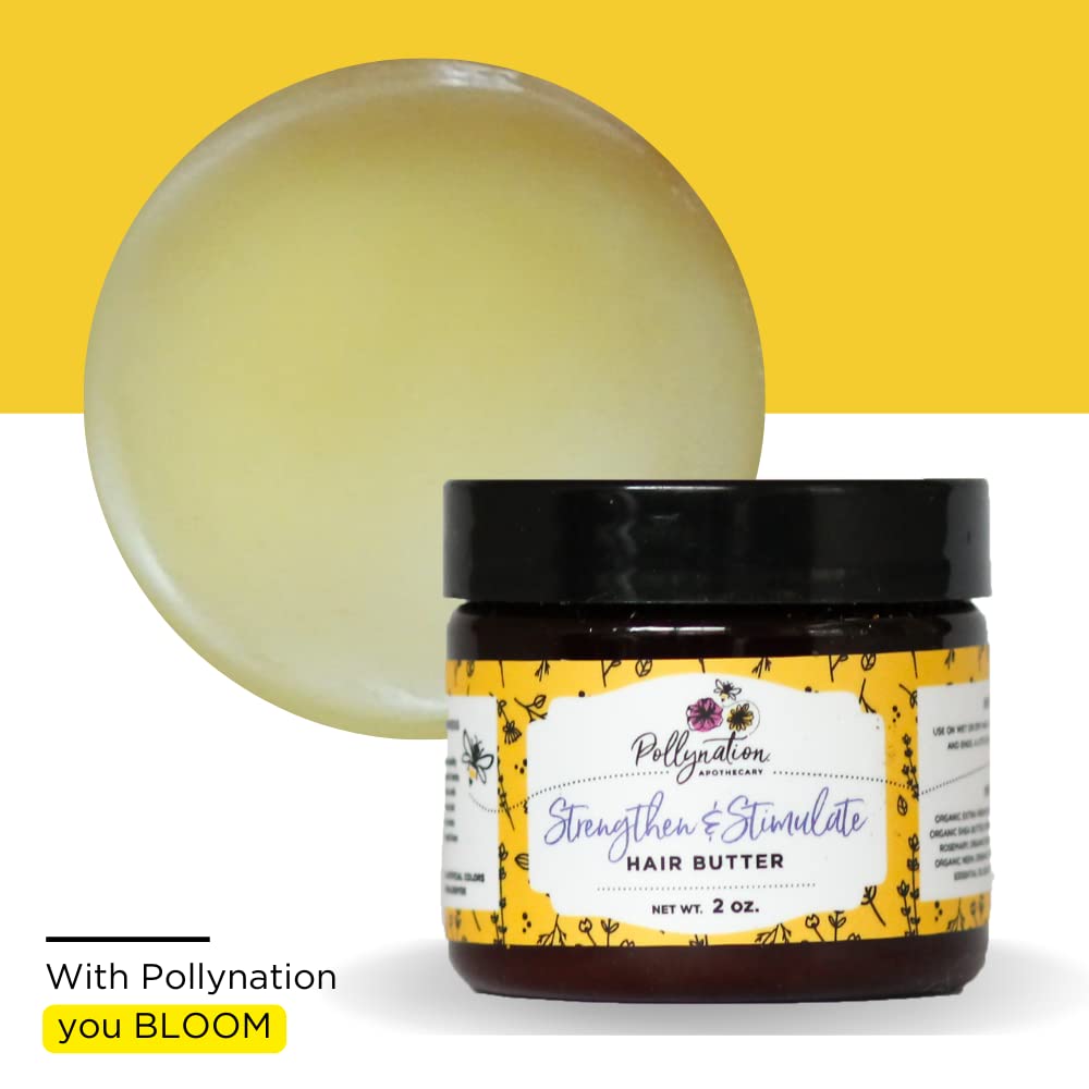 Pollynation Strengthen & Stimulate Hair Butter (2 oz)  Multibenefit Hair Growth Butter for All Hair Types  Get Stronger, Longer More Beautiful Hair