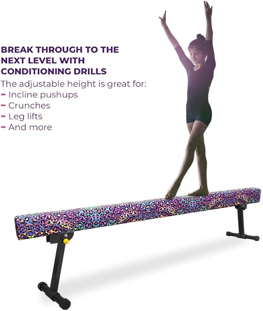 YANGG Viga de equilibrio de gimnasia de 6 pies8 pies, haz ajustable de piso de nivel alto y bajo, altamente estable, equipo de entrenamiento de