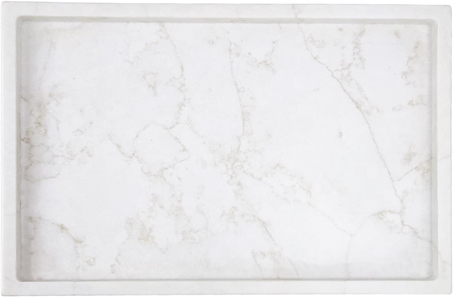 Bandeja de mármol blanco, bandeja de tocador de mármol natural de lujo, 11.8 x 7.8 x 1.38 pulgadas