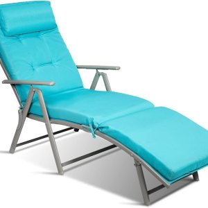 DORTALA Silla tumbona plegable para exteriores, silla reclinable ligera con diseño portátil y 7 posiciones de respaldo ajustables, playa reclinable DORTALA Silla tumbona plegable para exteriores, silla reclinable ligera con diseño portátil y 7 posiciones de respaldo ajustables, playa reclinable