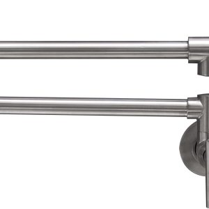 Grifo de llenado de ollas de níquel cepillado, montaje en pared, grifos de cocina comerciales de latón plegable y elástico con un solo orificio dos Grifo de llenado de ollas de níquel cepillado, montaje en pared, grifos de cocina comerciales de latón plegable y elástico con un solo orificio dos