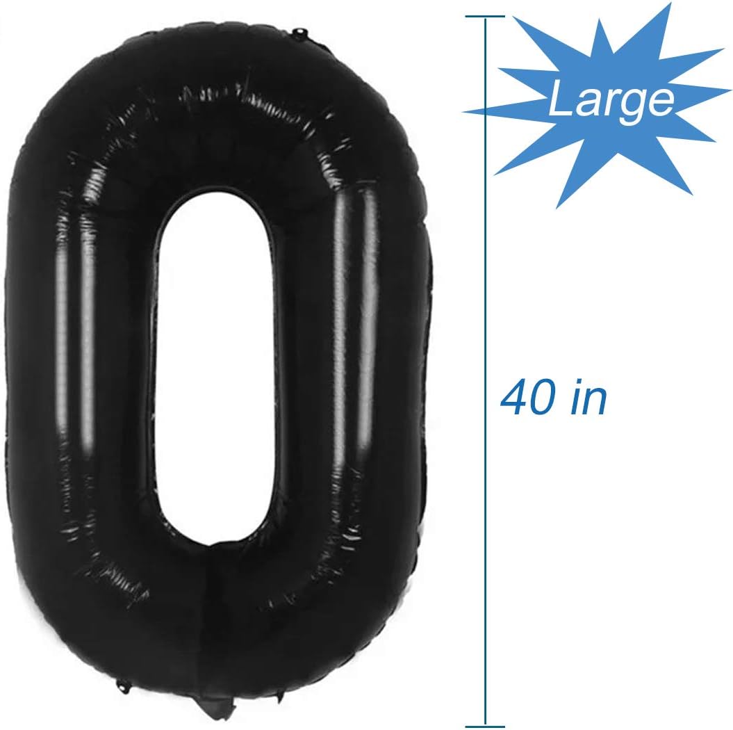 Tellpet Globo negro del número 60 + pancarta de globos de feliz cumpleaños con 5 globos de confeti dorados, decoraciones de feliz cumpleaños