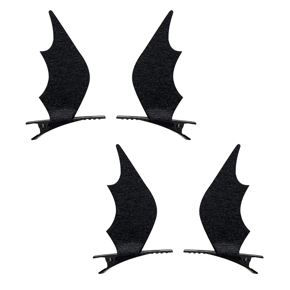 ccHuDE 2 pares de pinzas para el pelo con alas de ángel, pinzas para el pelo de murciélago, horquillas de demonio, pasadores de pelo de felpa para