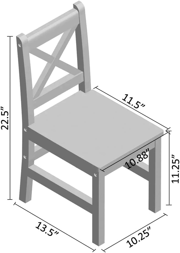 eHemco Silla infantil con respaldo en X de madera maciza, natural, juego de 2