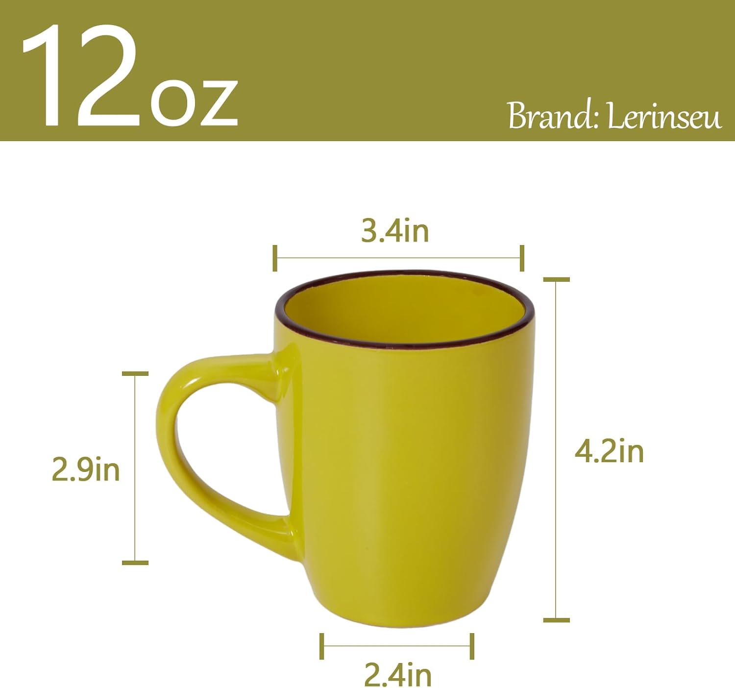 Juego de 6 tazas de café de 12 onzas con mango grande, tazas modernas con asa para té, café con leche, cacao capuchino, aptas para lavavajillas y