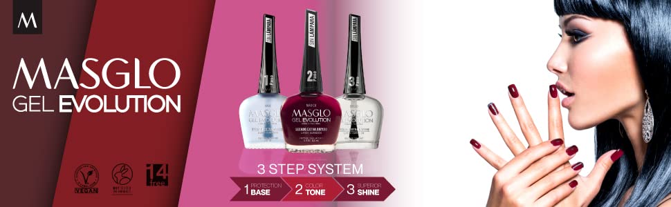 MASGLO GEL EVOLUTION – Esmalte de uñas efecto gel, no requiere lámpara UVLed, duración hasta 12 días, 1 pieza de color Sangre Toro – Effecto Gel sin