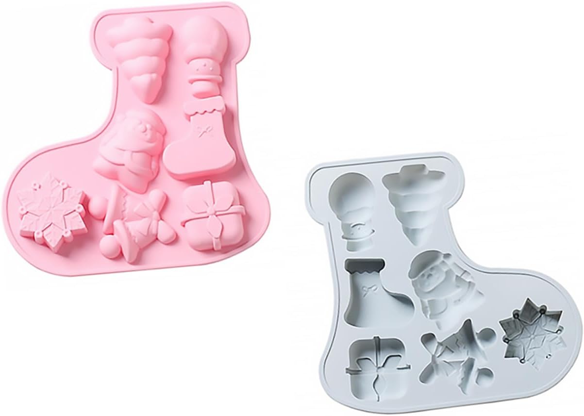 NOLITOY Molde de Navidad de silicona para hornear árbol de Navidad, molde de silicona para manualidades, pasta de goma de mascar, decoración de