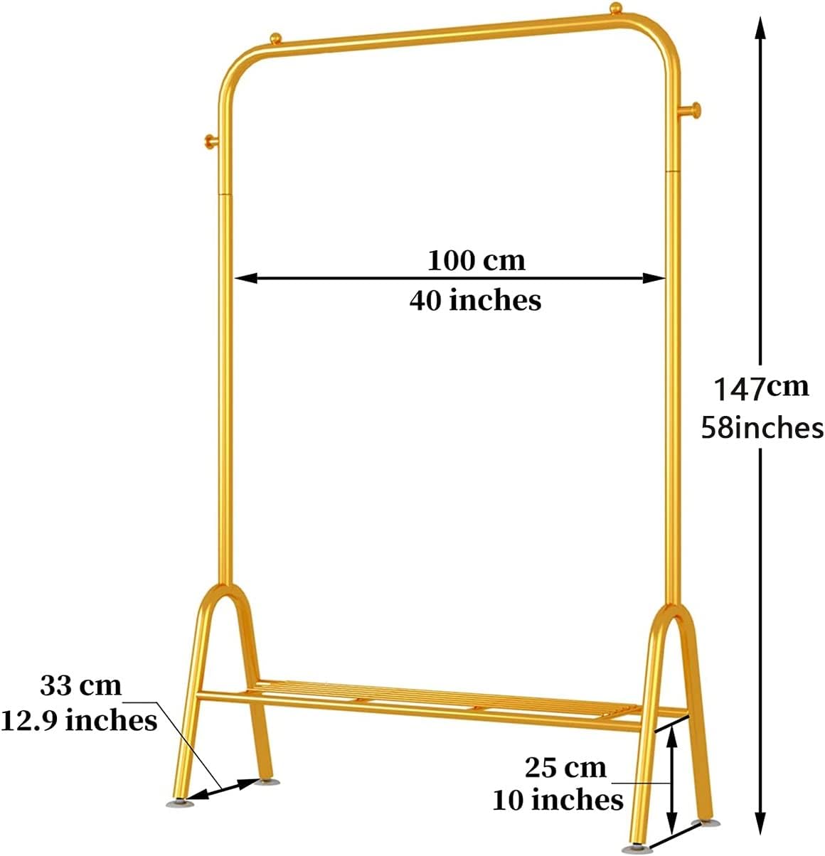 Perchero dorado para ropa de metal con estantes, perchero con estantes para zapatos, ganchos para sombreros, organizador de guardarropa para