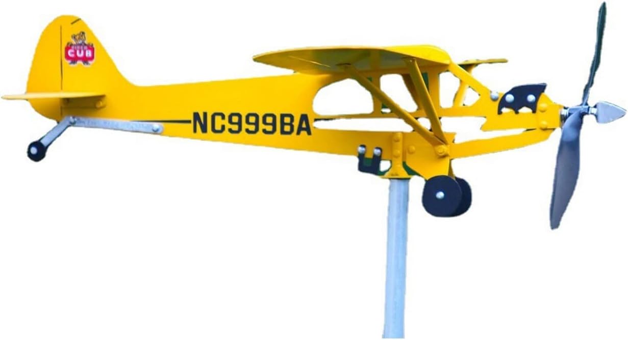 Piper J3 Cub – Veleta de avión 2023, nuevo avión, molino de viento de metal, veletas de avión al aire libre, regalo para techo de jardín y patio