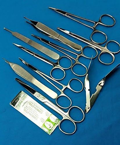 5 cuchillas No 20 Plus Adson Pinzas Webster Soporte de aguja Hemostato Mosquito Pinzas Mango Escalpelo Iris Tijeras de funcionamiento Tijeras Cynamed