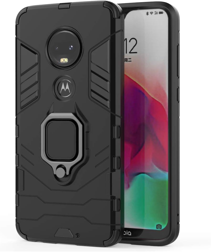 Funda para teléfono Moto G7G7+Revvlry Plus con protector de pantalla de vidrio templado y soporte para anillo, accesorios delgados para celdas duras