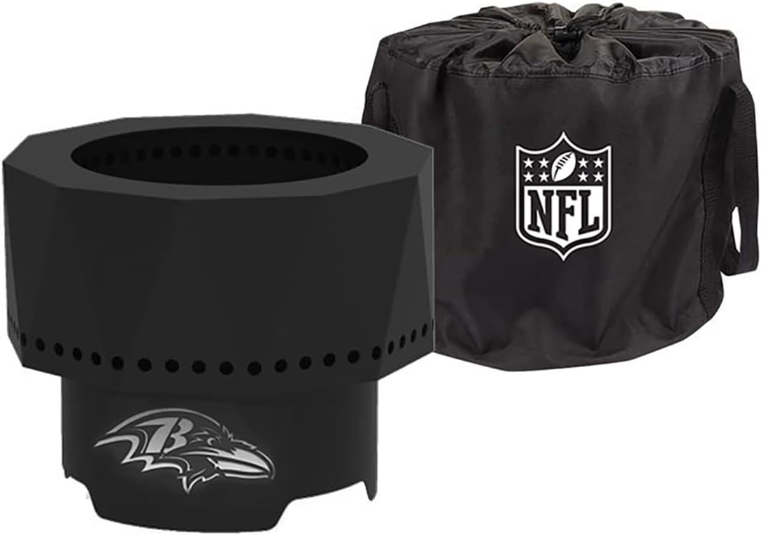 Blue Sky Outdoor Living NFL Jacksonville Jaguars Ridge – Hoyo portátil de acero sin humo con bolsa de transporte y kit de pantalla de chispa, leña y