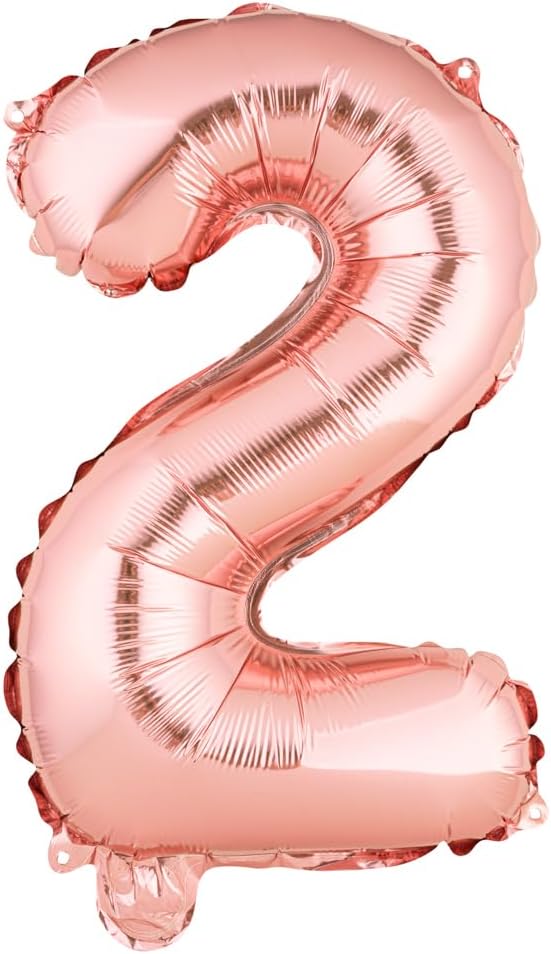 Restaurantware Balloonify – Globo digital de 16 pulgadas para fiesta, color oro rosa y metalizado, con autosellado número 2, a prueba de humedad,