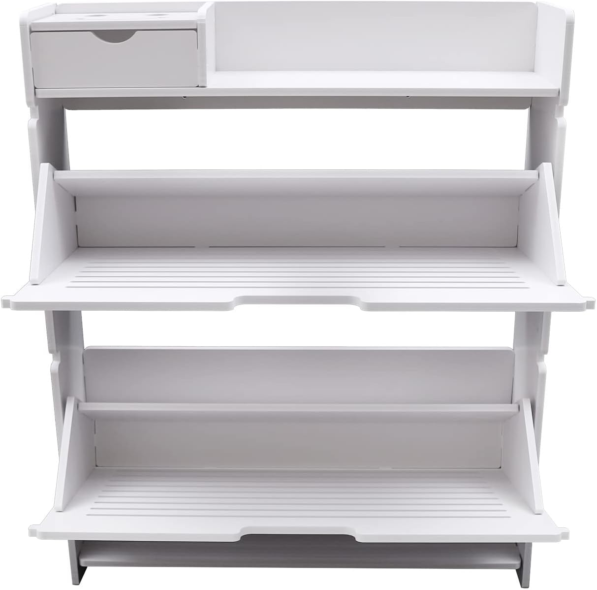 Zapatero inclinable para zapatos, organizador de almacenamiento de zapatos para entrada, pasillo (blanco, 2 capas de 25.98 x 6.69 x 31.88 pulgadas)