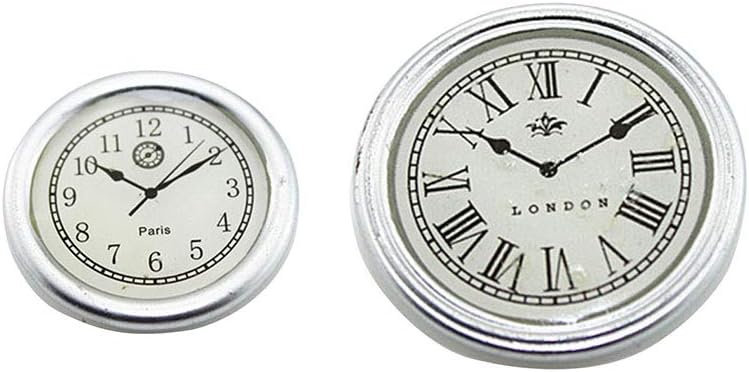 Reloj de pared redondo en miniatura de resina, accesorios de decoración de casa de muñecas, juguete blanco