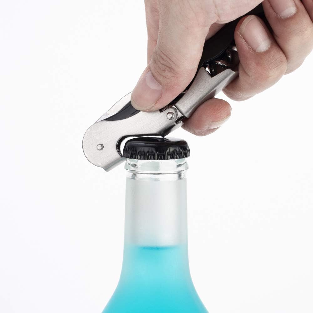 YFS Paquete de 3 sacacorchos profesionales para camareros con cortador de papel de aluminio y abridor de botellas, llave de vino resistente, rosa,