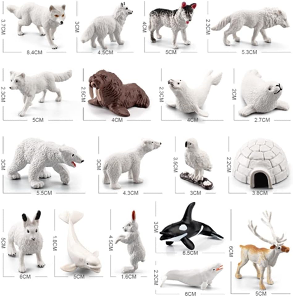 Juego de mini figuras de animales árticos, 18 piezas de mini juguetes de animales árticos, para niños pequeños, de plástico realista, reno ártico,