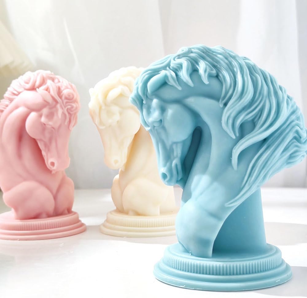 Molde de silicona para velas de ajedrez y caballero de cabeza de caballo para cera de jabón, resina epoxi, manualidades, manualidades, semental,