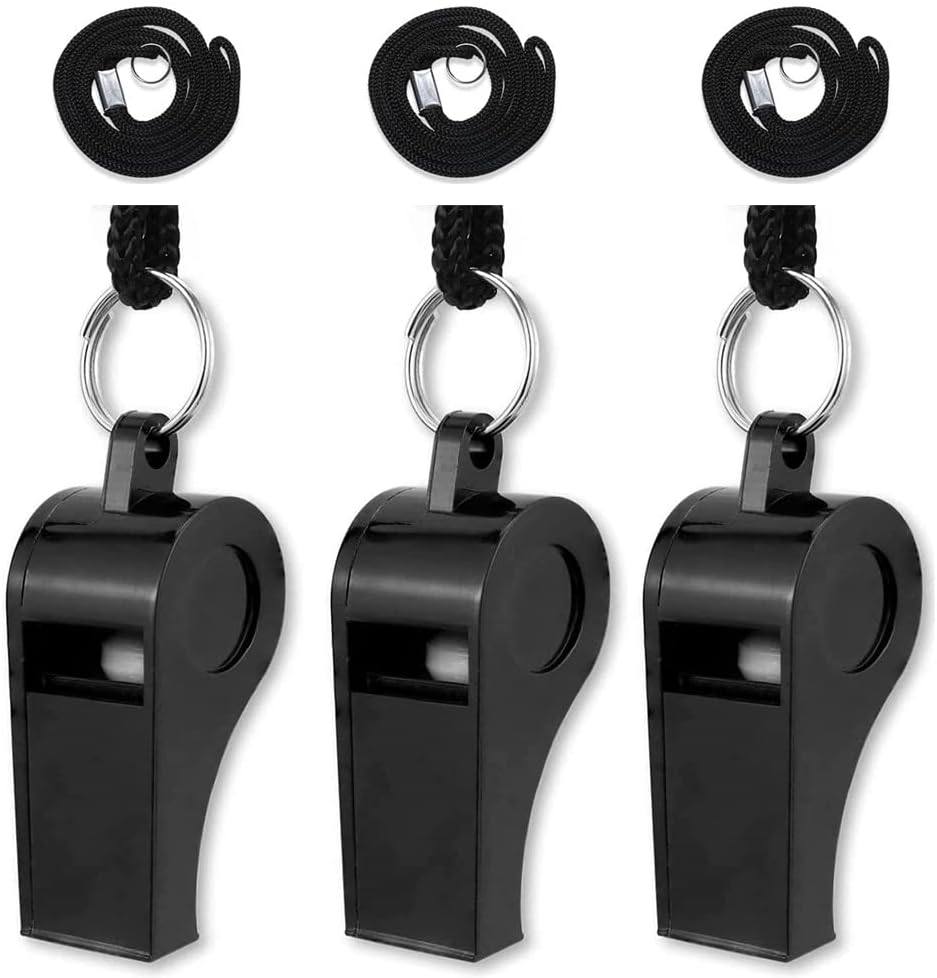 WAAHIBA – Silbato con cordón, 3 paquetes de silbatos deportivos de plástico, silbato de sonido nítido y claro para profesores, entrenadores,