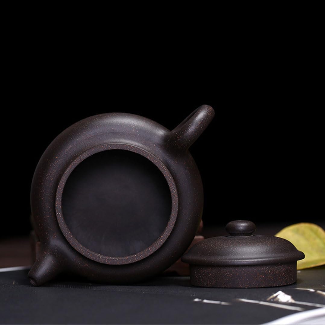 Tetera china de 10 oz cerámica de arcilla Zisha hecha a mano Fanggu Tea Pot Cerámica Barro negro Heijingang Kungfu Hervidor (negro)