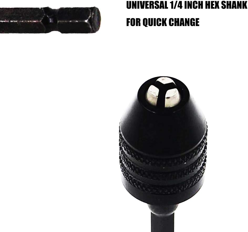 Mini adaptador de portabrocas de 0.012-0.142 in sin llave de cambio rápido, mini portabrocas de 14 pulgadas con vástago hexagonal para herramienta
