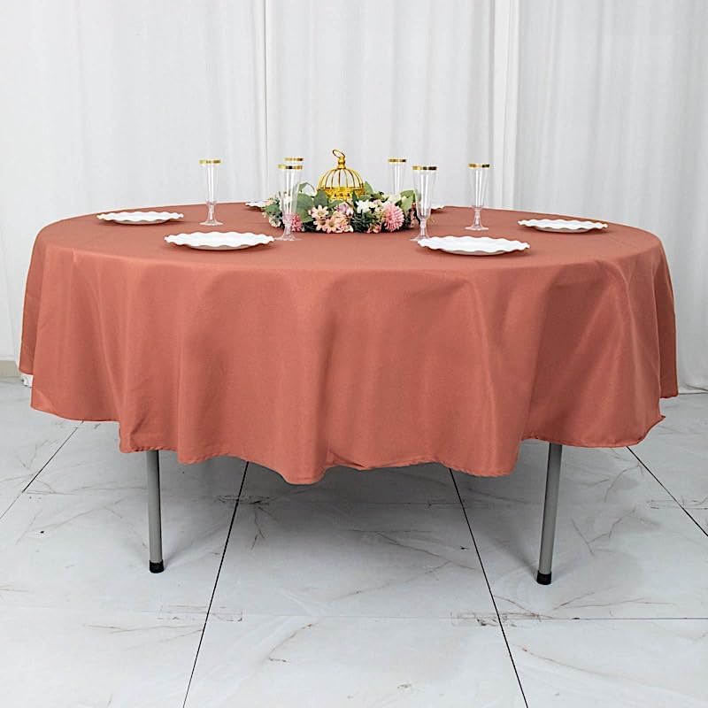 Balsa Circle Mantel redondo de poliéster de 90 pulgadas, color terracota de alta calidad, para bodas, fiestas, banquetes, recepciones, eventos,