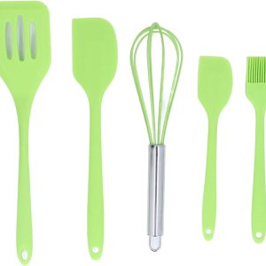 Juego de utensilios de cocina de silicona, 5 piezas, juego de utensilios de cocina de silicona, seguro y fácil de lavar, adecuado para cocina (verde) Juego de utensilios de cocina de silicona, 5 piezas, juego de utensilios de cocina de silicona, seguro y fácil de lavar, adecuado para cocina (verde)