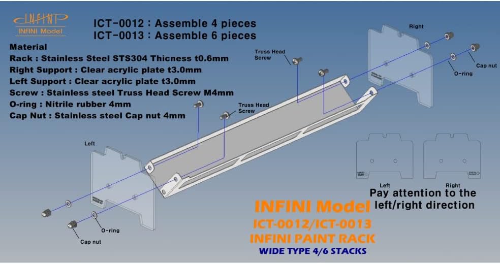 Infini model ICT-0012 Estante de pintura ancho 4 pilas (Para Mr. Hobby, IPP)