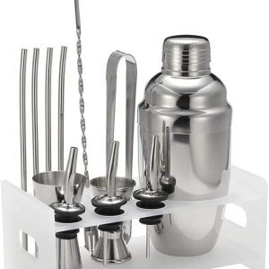 Shaker Barware Set Stainless Cocktail Shaker Set Bartender Kit Includes Plastic Rack (Size  550ml) () Shaker Barware Set Stainless Cocktail Shaker Set Bartender Kit Includes Plastic Rack (Size  550ml) ()