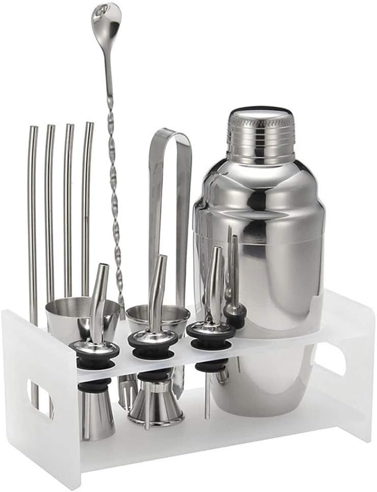 Shaker Barware Set Stainless Cocktail Shaker Set Bartender Kit Includes Plastic Rack (Size  550ml) ()