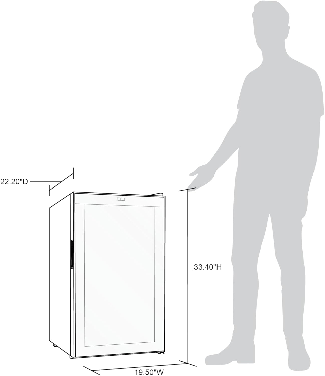 Shadow Series – Refrigerador de vino de 51 botellas, refrigerador de vino con espejo independiente con puerta de vidrio templado de doble capa y