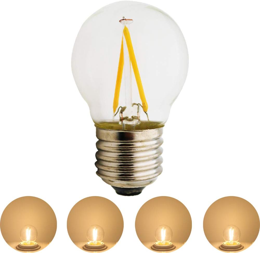 Bombilla LED Edison vintage de 2 W, 2700 K-2800 K, blanco cálido, equivalente a 10 W, 180 lúmenes, no regulable, E26E27 base media G45 bombillas de