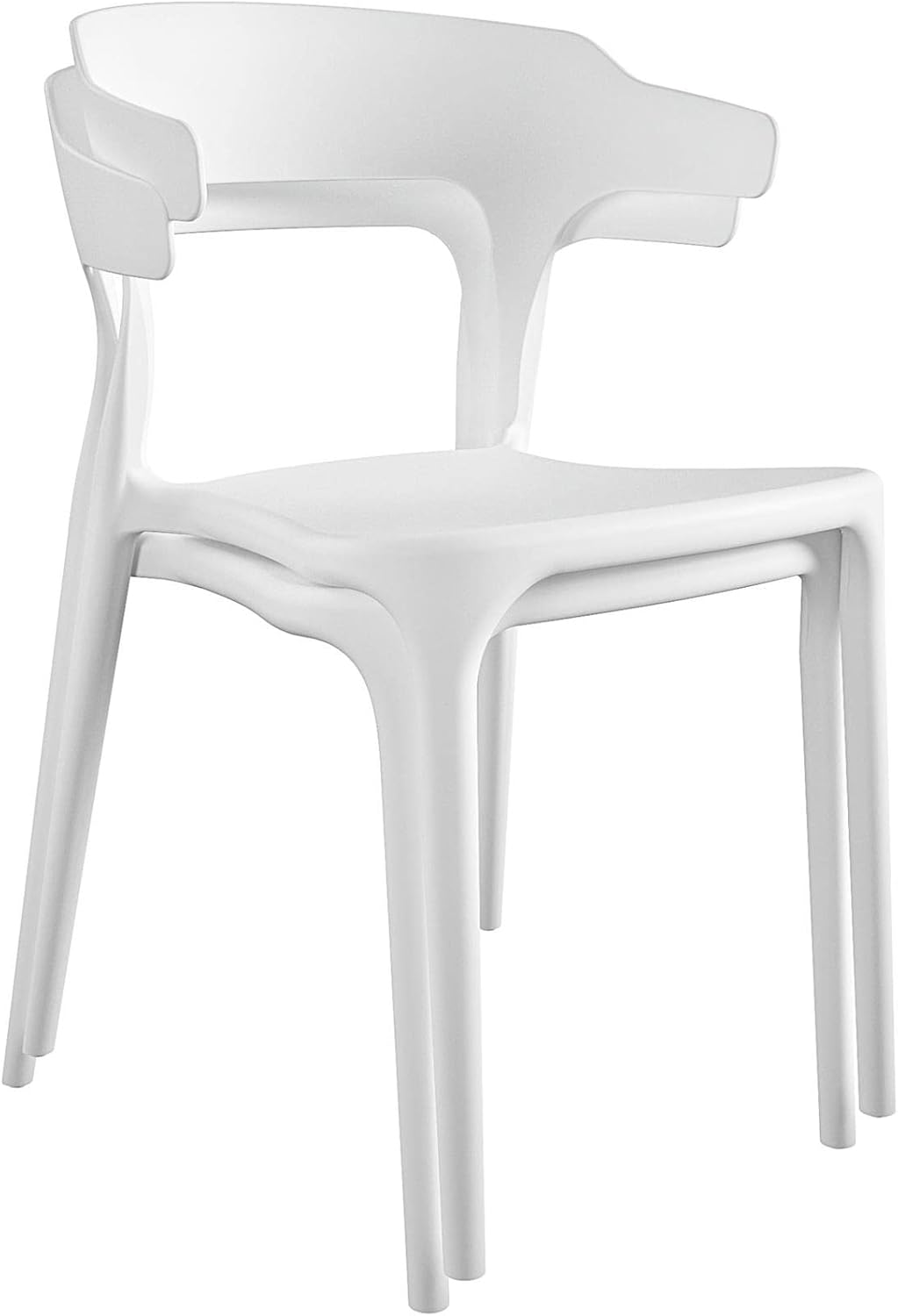 Novogratz Poolside Collection, Felix – Sillas de comedor apilables para interiores y exteriores, paquete de 2, color blanco