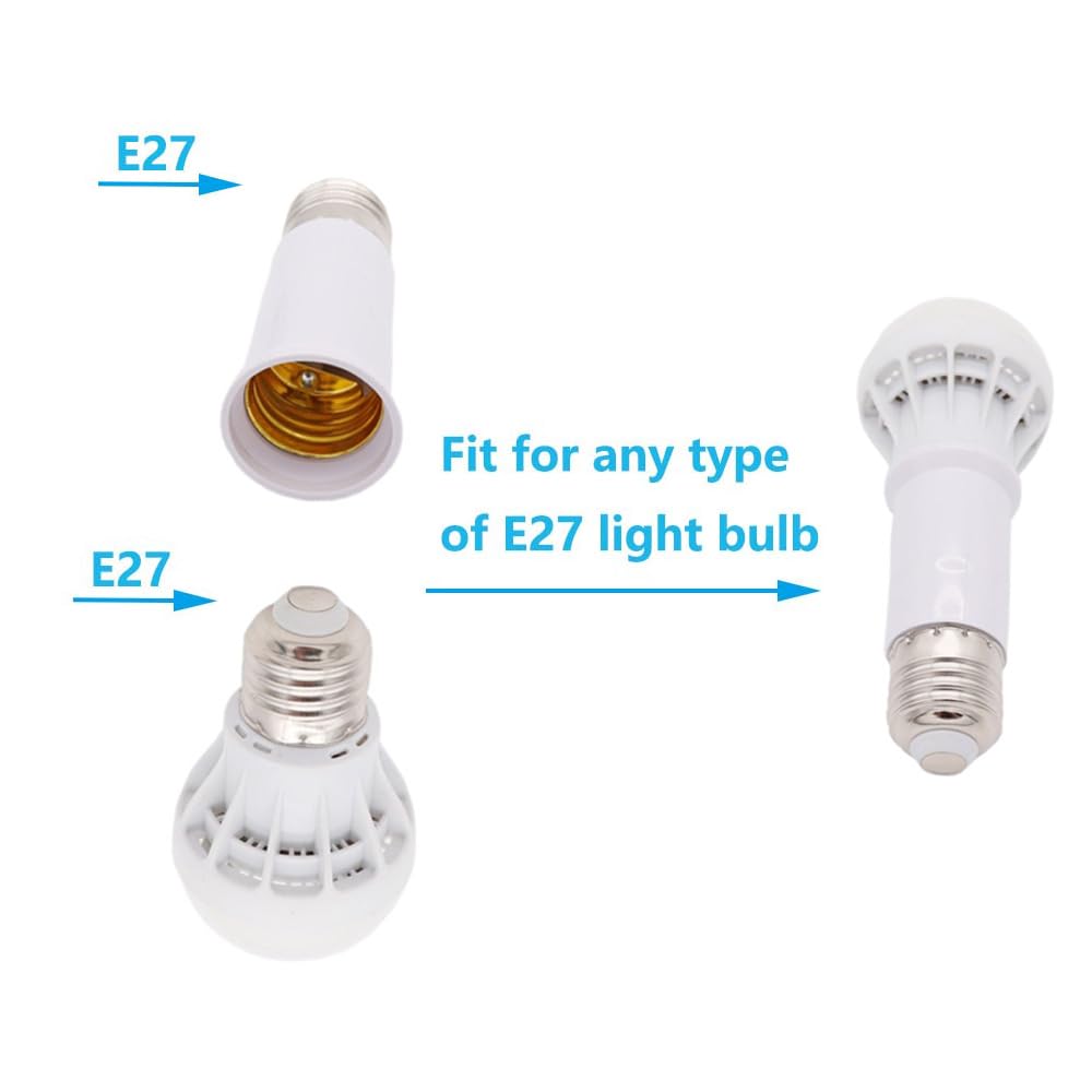 Extensor de enchufe E26, base media estándar E26 a E26, adaptador de enchufe de extensión de 3.15 pulgadas, extensión de enchufe de bombilla,