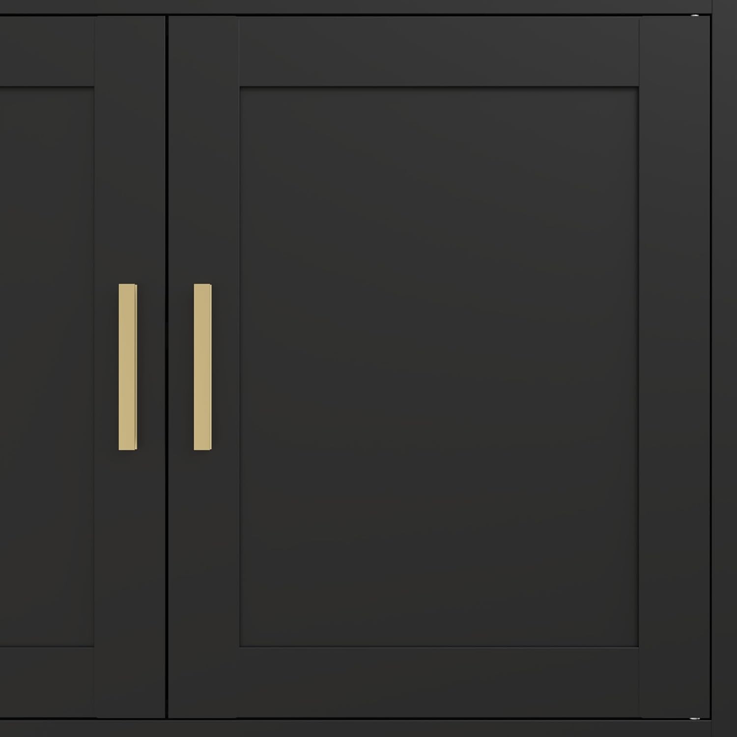 Aparador de buffet de metal negro de 32 pulgadas con dos puertas y gran espacio de almacenamiento y estante ajustable para sala de estar y comedor
