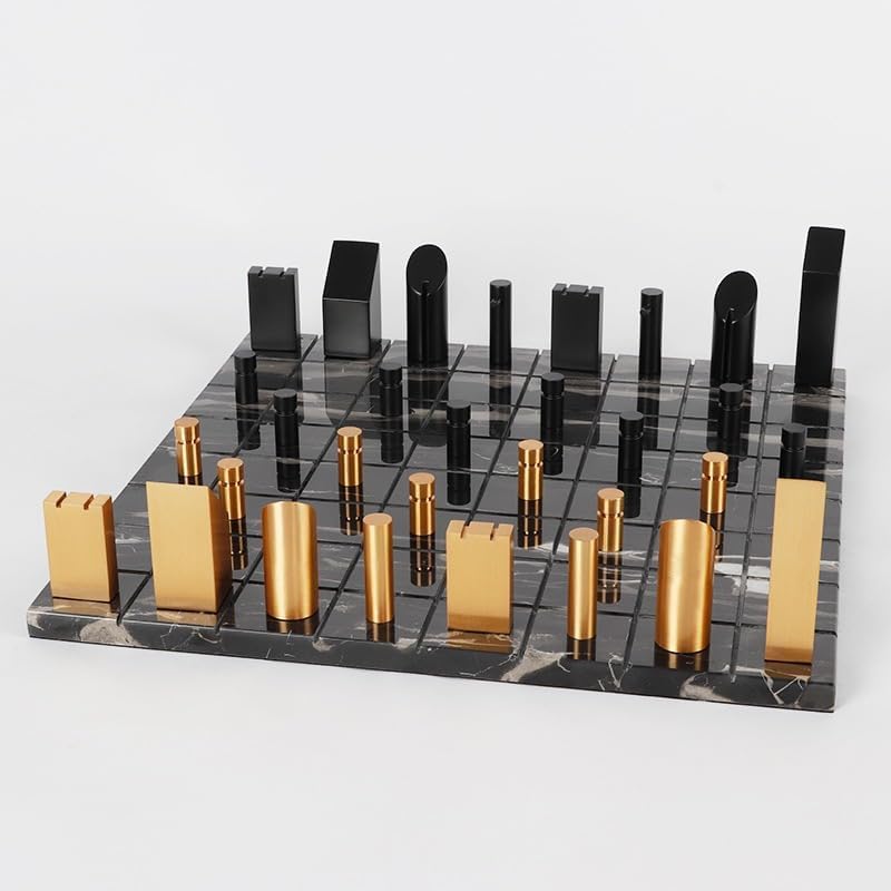Ajedrez creativo de lujo, tablero de ajedrez de mármol y piezas de ajedrez de metal, juegos de mesa, decoración de mesa nórdica