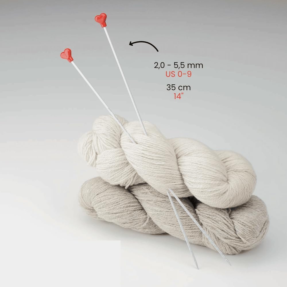 Yarn Ave addi Novel – Agujas rectas de aluminio ligero de 14 pulgadas (13.8 in), ergonómicas y cómodas, para bufandas, suéteres, tops (0.157 in (US