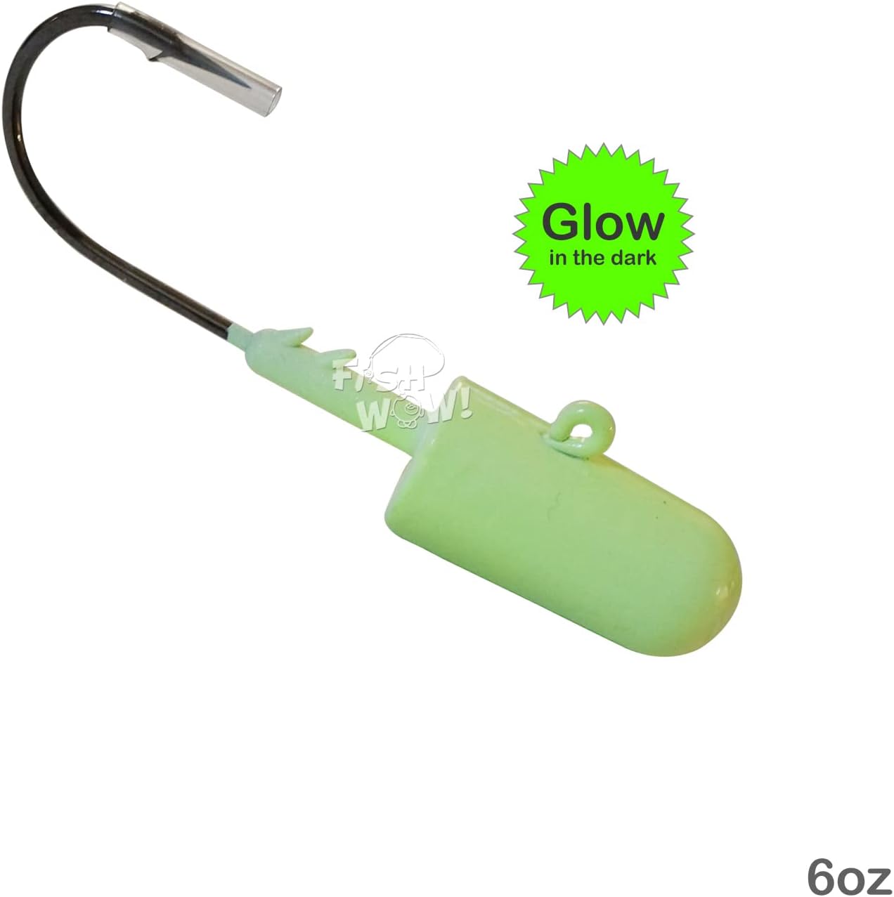 2 piezas Fish WOW! 6oz Glow Bullet Jighead Plain Jig Head Spin Fish Bait Pesado Swimbait sin pintar Cabezas de Plantilla con 32786 MUSTAD 100 Gancho