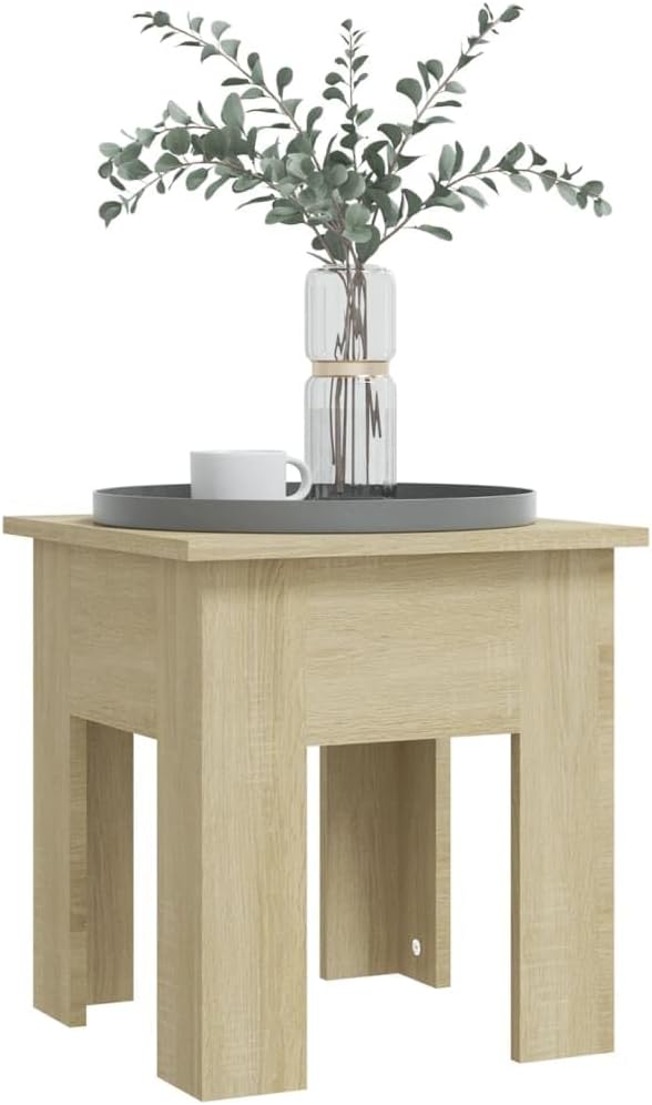 Mesa auxiliar, mesa de centro moderna, adecuada para sala de estar, oficina, balcón, estudio, sala de estar familiar, roble Sonoma de 15.7 x 15.7 x