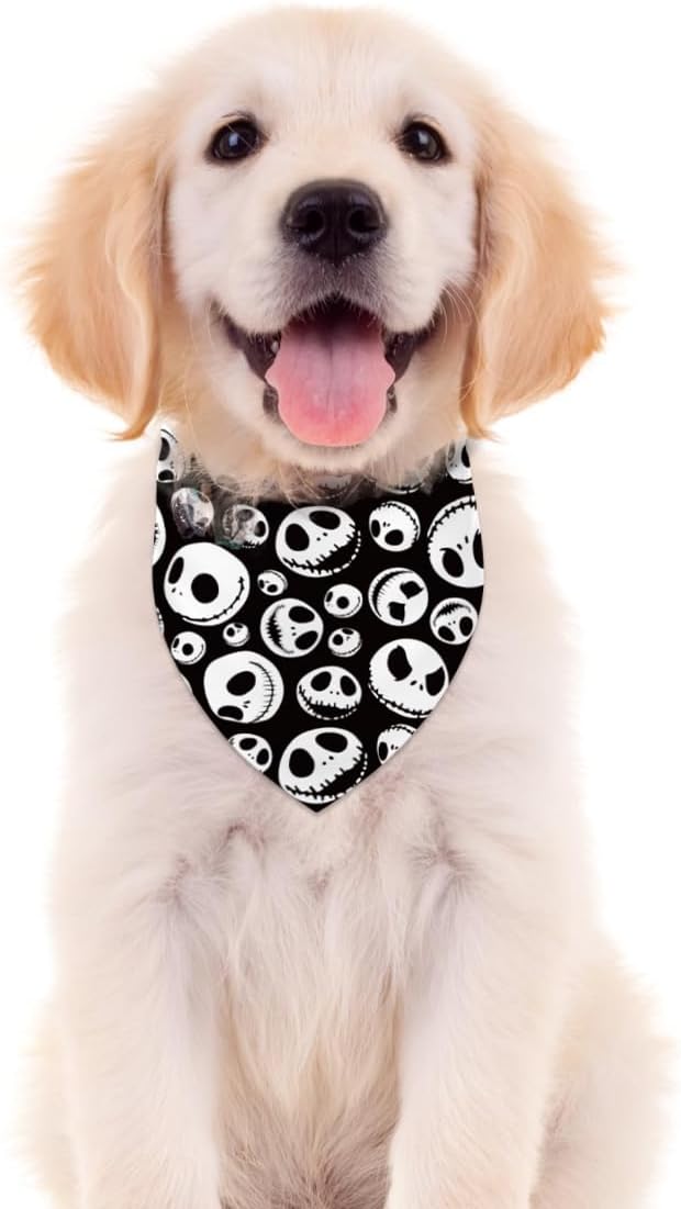 The Nightmare Before Christmas – Bandana para perro de Halloween, Jack Skellington, decoración de cumpleaños, diseño de calavera para mascota,