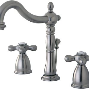 Kingston Brass KB1978AX Heritage – Grifo de lavabo con mango cruzado de metal, níquel cepillado, centro ajustable de 8 pulgadas Kingston Brass KB1978AX Heritage – Grifo de lavabo con mango cruzado de metal, níquel cepillado, centro ajustable de 8 pulgadas