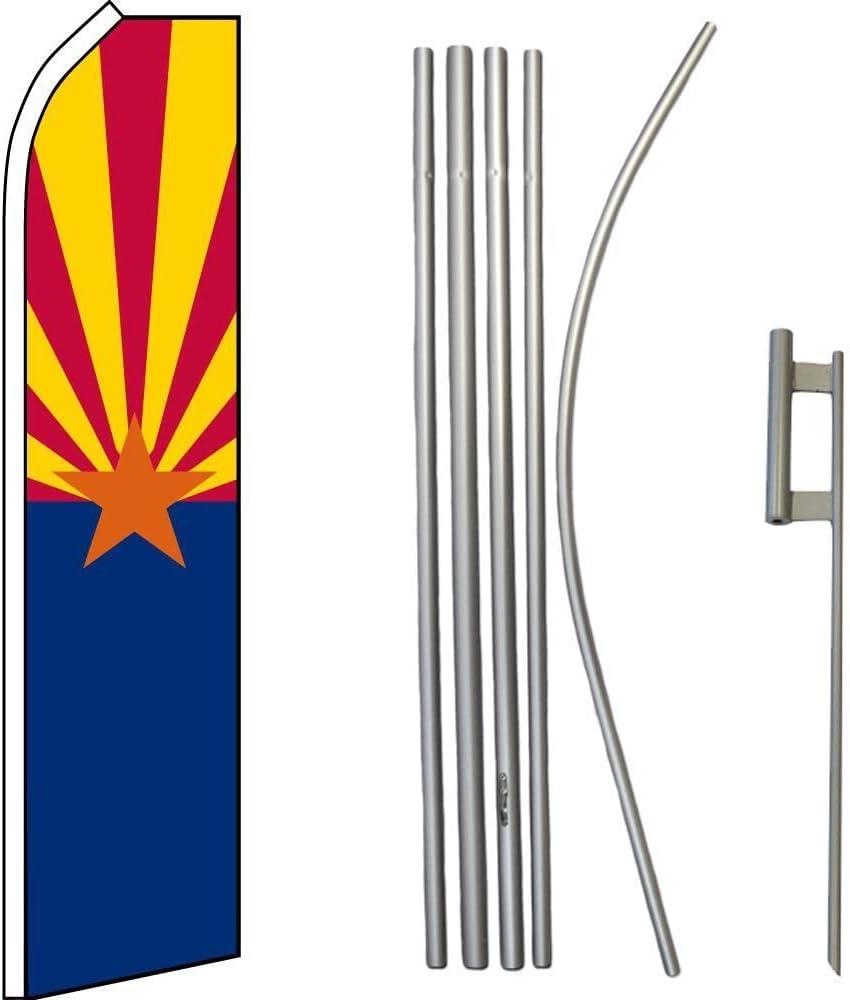 Premium State of Arizona Swooper Flag & 16ft Flagpole KitGround