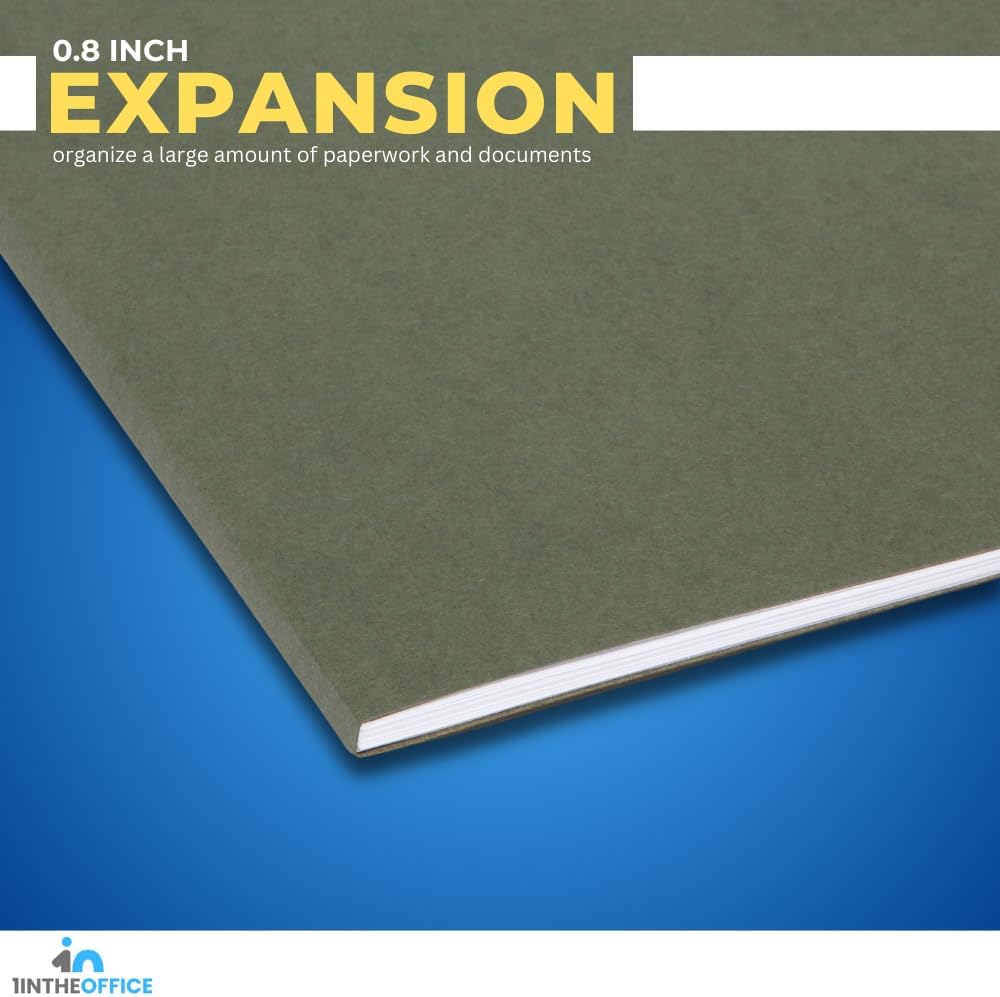 1InTheOffice Carpetas colgantes tamaño carta, carpetas de archivos organizadoras colgantes, carpetas colgantes verdes, pestañas de 15, 11 pt,