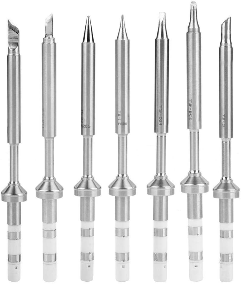 7 Tipos Mini Punta de Soldador de Acero Inoxidable Reemplazo para TS100 Kit de Soldador Portátil al Aire Libre (7pcs Puntas de Soldadura)
