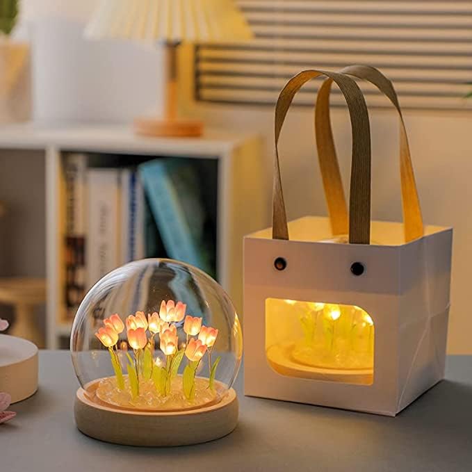 DIY Tulip Night Light Handmade Furniture Decoration Simulated Flower Bedroom Sleep Desk Lamp Children Girls Couples Friends Creative Gift Atmosphere